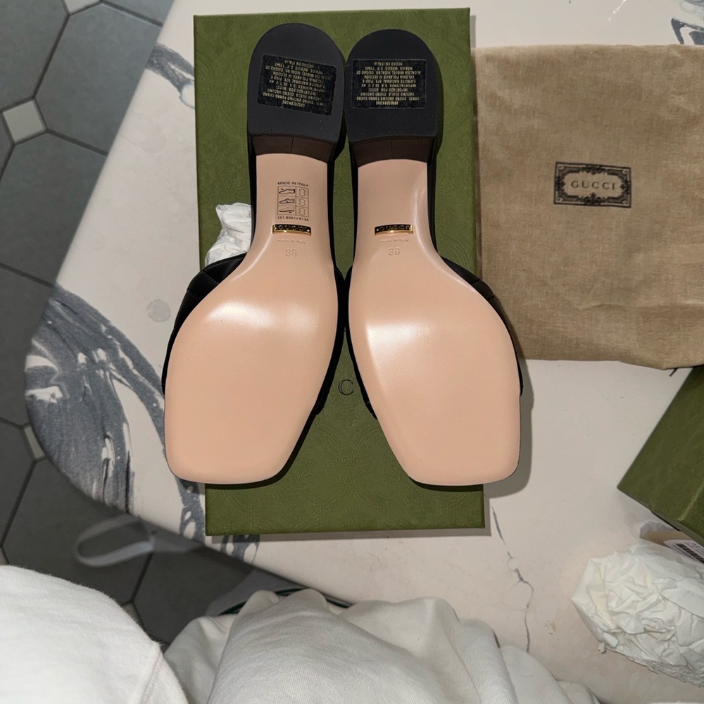 NEW GUCCI Nappa charlott sandal NERO - Picture 6 of 11